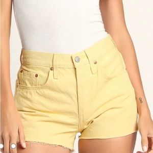 Levi’s 501 Original Yellow Cutoff Denim Shorts